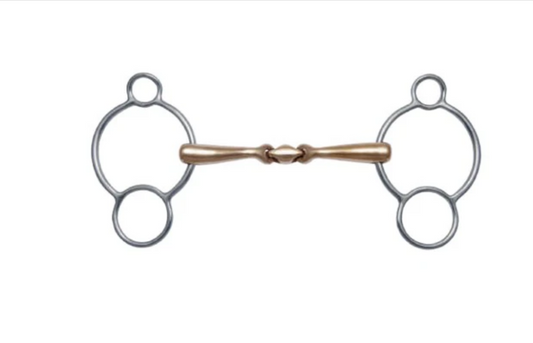 Bocado Quick Contact 3-Ring Gag Double Broken Copper Mouth